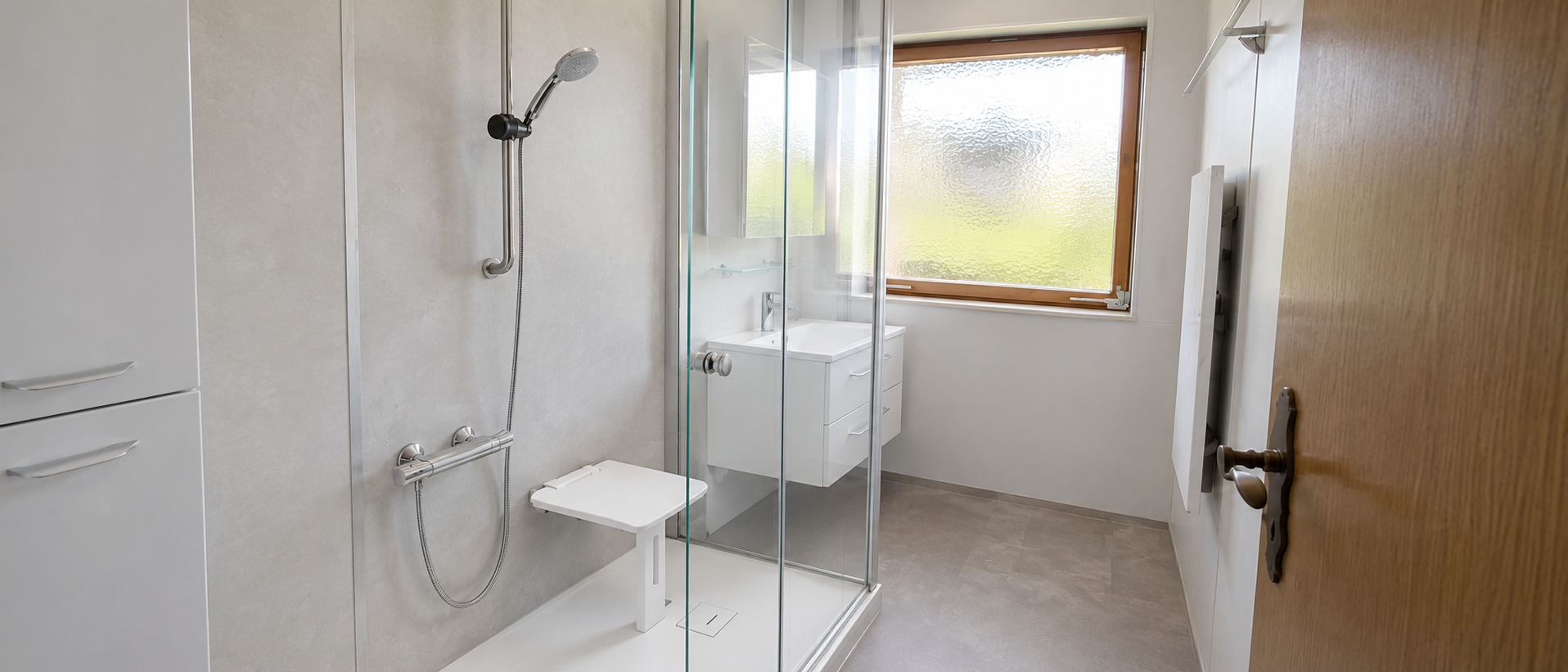 Barrierearme Dusche mit sicherem Einstieg